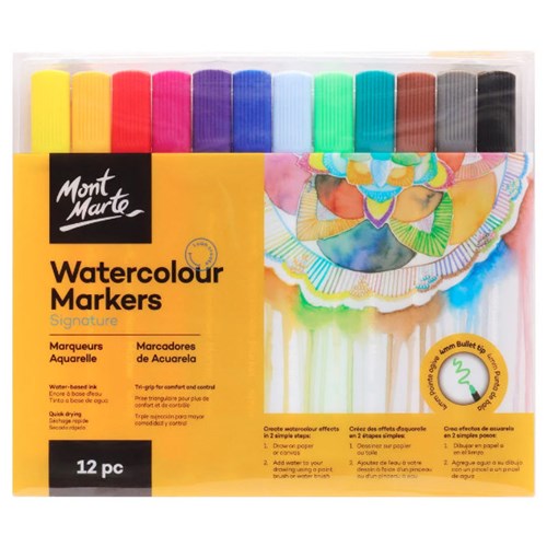 Watercolour Markers Tri Grip 12pc